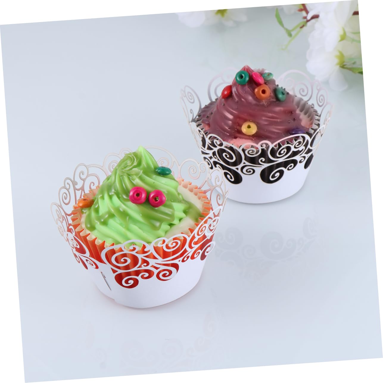 LABRIMP 180piezas Cupcake Wrappers De Diseño Resistentes Altas Tartas Bodas y Cumpleaños