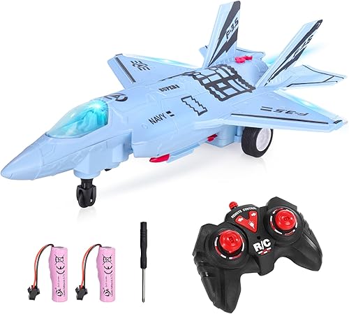 ele ELEOPTION RC Fighter Jet Toy Vehículo avión de control remoto con luces intermitentes y sonido helicóptero avión juguetes para niños de 3, 4, 5,