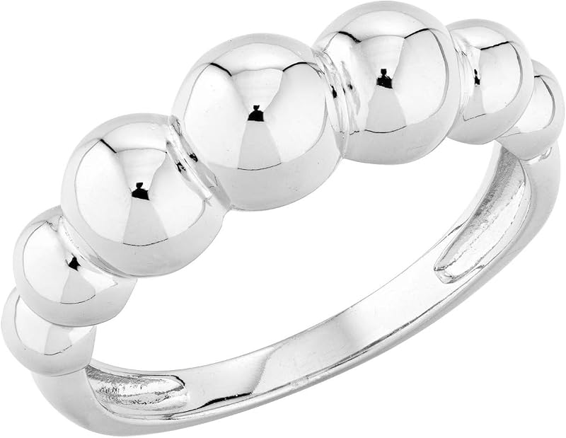 Italian 925 Sterling Silver or 18K Gold Plated Bead Ball Stackable Ring for Women/Made in Italy