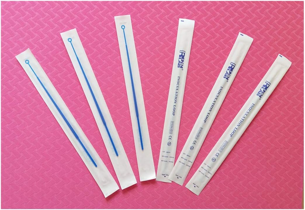 100 Counts, 10 microliter, Inoculating Loops, Sterile EO(Ethylene Oxide) Inoculation Loop, Each Individually Wrapped Disposable Package, ABS Material, 10μlQ