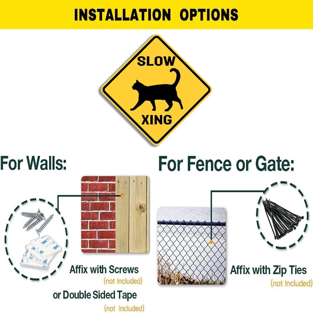 Cat Xing Crossing Sign Black Cat Metal Signs Yellow Street Sign 12X12inch image 4