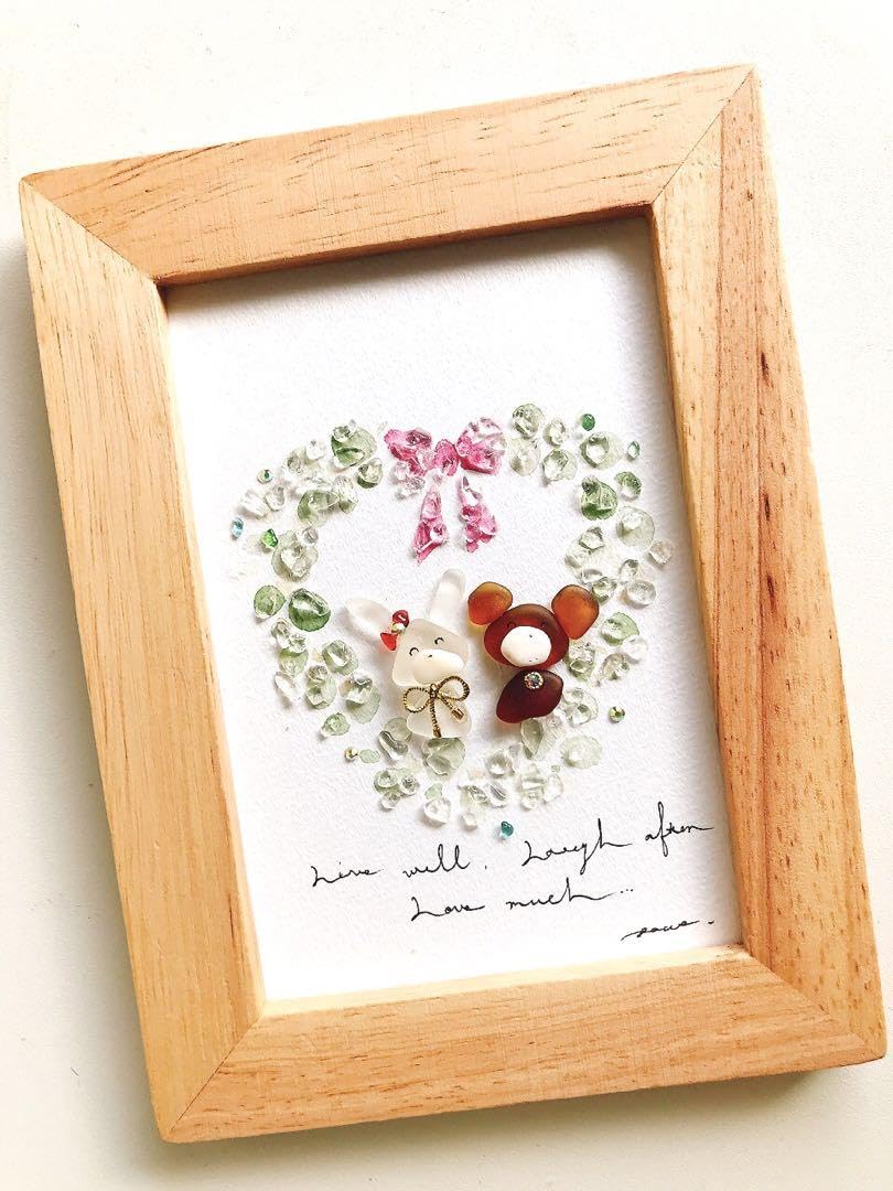 Amazon.co.jp: なかよしリースかわいい森のどうぶつシーグラスアート  