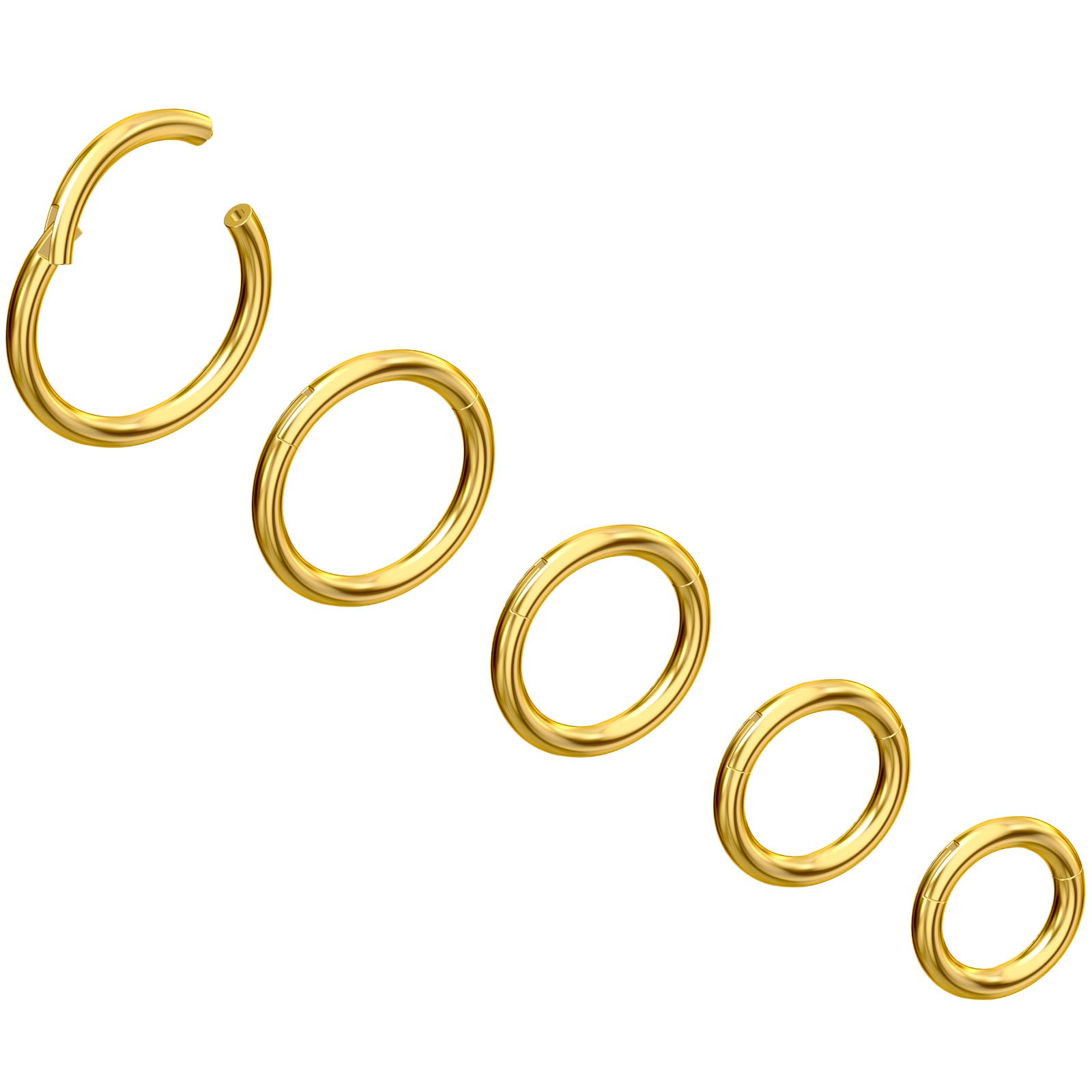 NewkeepsR 6G/8G/10G/12G/14G/16G/18G/20G Steel Nose Ring Hoop Piercing,Septum Lip Helix Cartilage Rook Body Jewellery,Diameter From 5mm to 14mm, Gold-Rose Gold-Silver tone-Black — view 13
