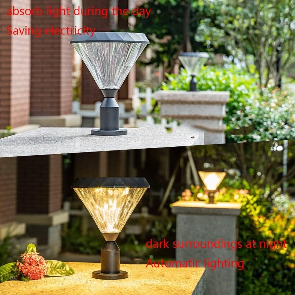 Trójkolorowa ściemnialna lampa solarna LED, domowa zewnętrzna wodoodporna lampa Stigma IP55, dekoracja ogrodzenia ogrodowego willi, słup oświetleniowy, do zewnętrznego og