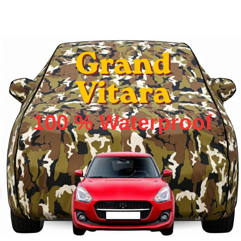 Image of Durable Full Body Waterproof Grand Vitara Car Cover | Premium Polyester Jungle Print Cover | Custom Fit Vehicle Protection | UV Resistant, Dustproof, Scratch Resistant, Heat & Wind Protection