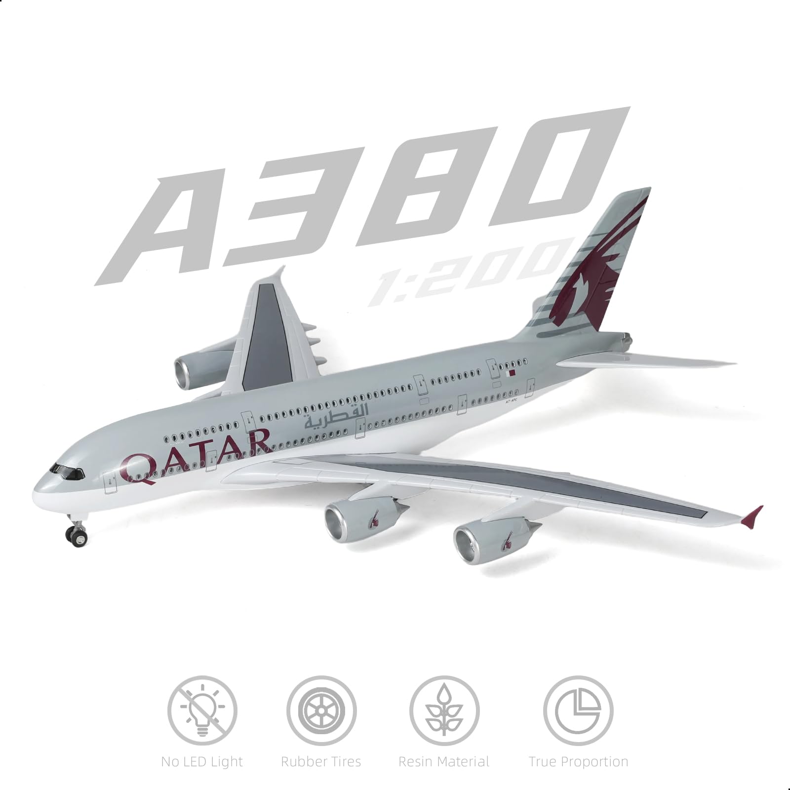 1/200 A380 Qatar Model Uçak - Basınçlı Döküm Airbus A380 Model