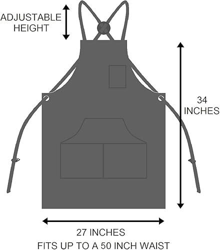 Miniatura 4 de Hudson Durable Goods - Delantal de chef profesional 100% algodón y lona encerada con 8 rollos de cuchillo de bolsillo, Negro -