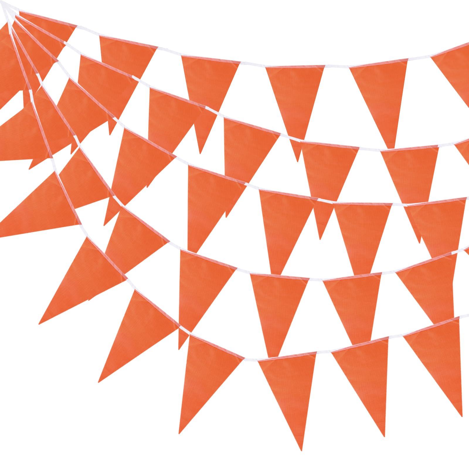 sourcing map 5 Pcs 250 Feet Orange Pennant Banner Flags String Triangle Hanging Triangle Bunting Flags for Festive, Wedding, Birthday Party Decorations