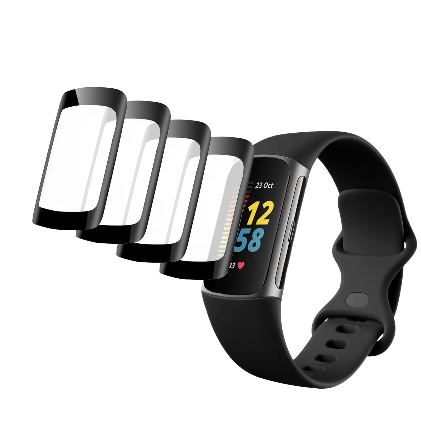 GIOPUEY Pellicola Protettiva Per Fitbit Charge 5 – 6 Pezzi, TPU Flessibile, Trasparente, Anti-graffio, 0,2mm - 2