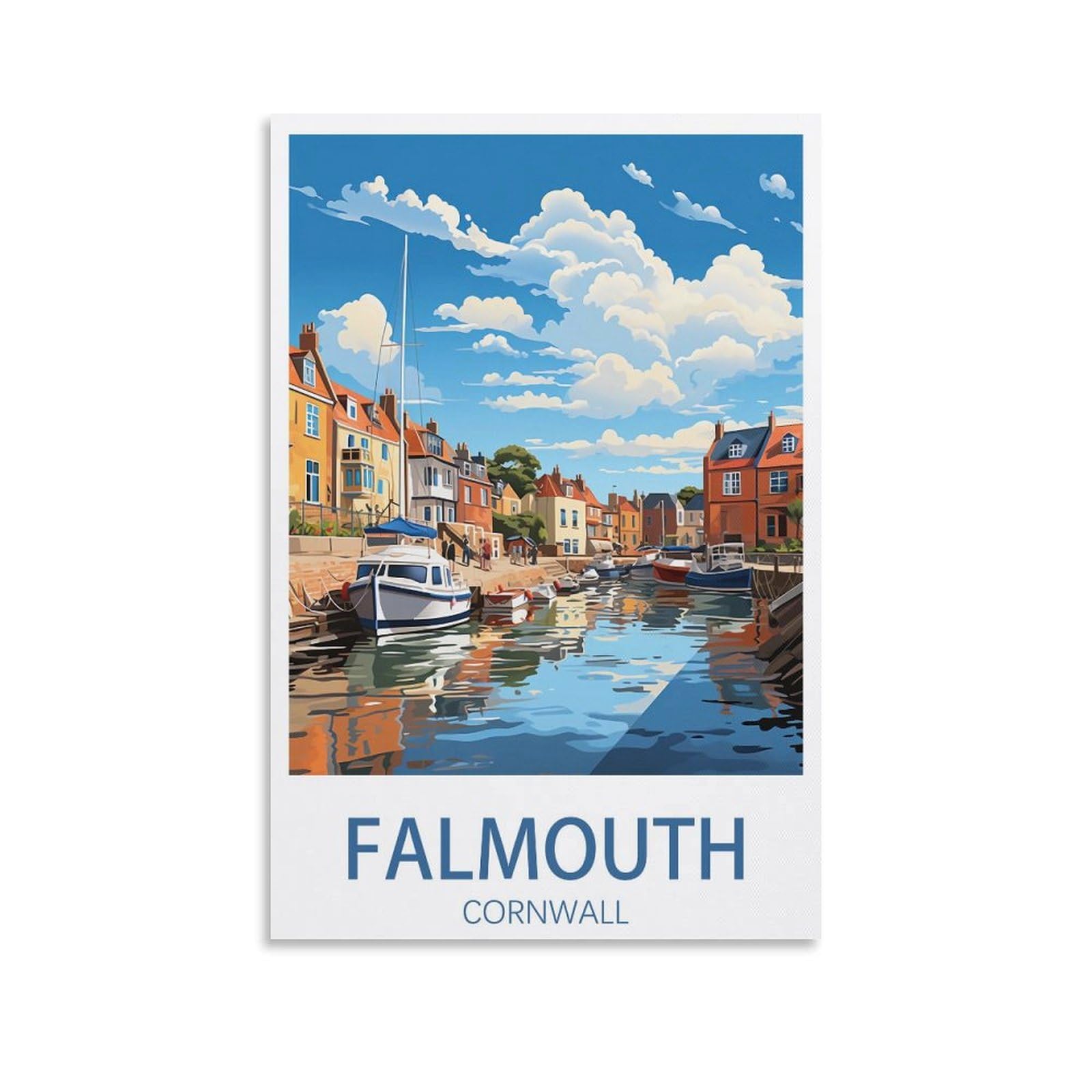 EZMLFA 5D Diamond Art Kits for Beginner,Falmouth Cornwall,DIY Round Full Drill Crystal Art Craft Painting for Home Wall Decor 30x40cm
