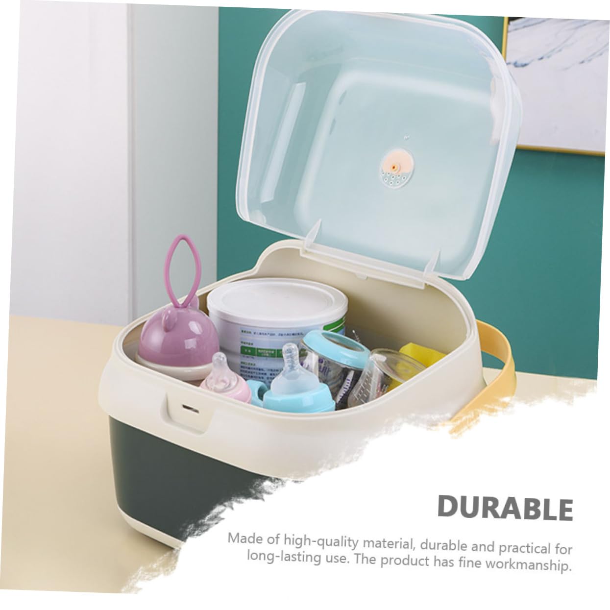 FRCOLOR Babyflaschen Trockenbox Großformat mit Abnehmbarer Abdeckung Flaschenhalter aus Kunststoff Aufbewahrung für Babyflaschen und Zubehör Staubgeschützt für Babypflege