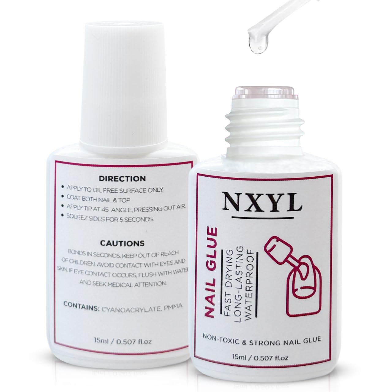 Strong Nail Glue for Manicures - Fast Drying, Long-Lasting, Waterproof, Durable, Ideal for Acrylic & Press-On Nails, Reliable Adhesive for Professional & Home Use