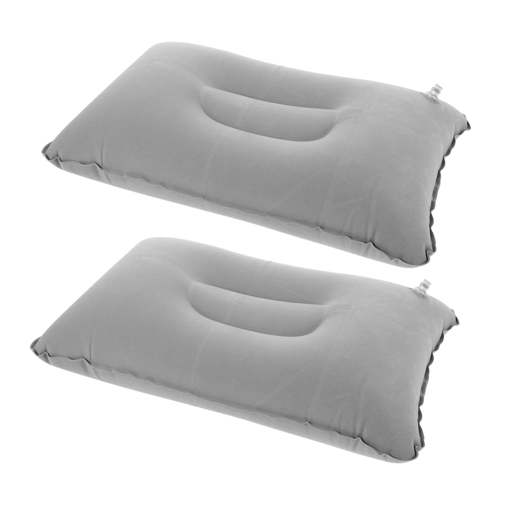 BRIGHTFUFU Camping Pillow Inflatable 2 Pack Memory Foam Lumbar Pillow for Neck Support Flocked Fabric Comfortable