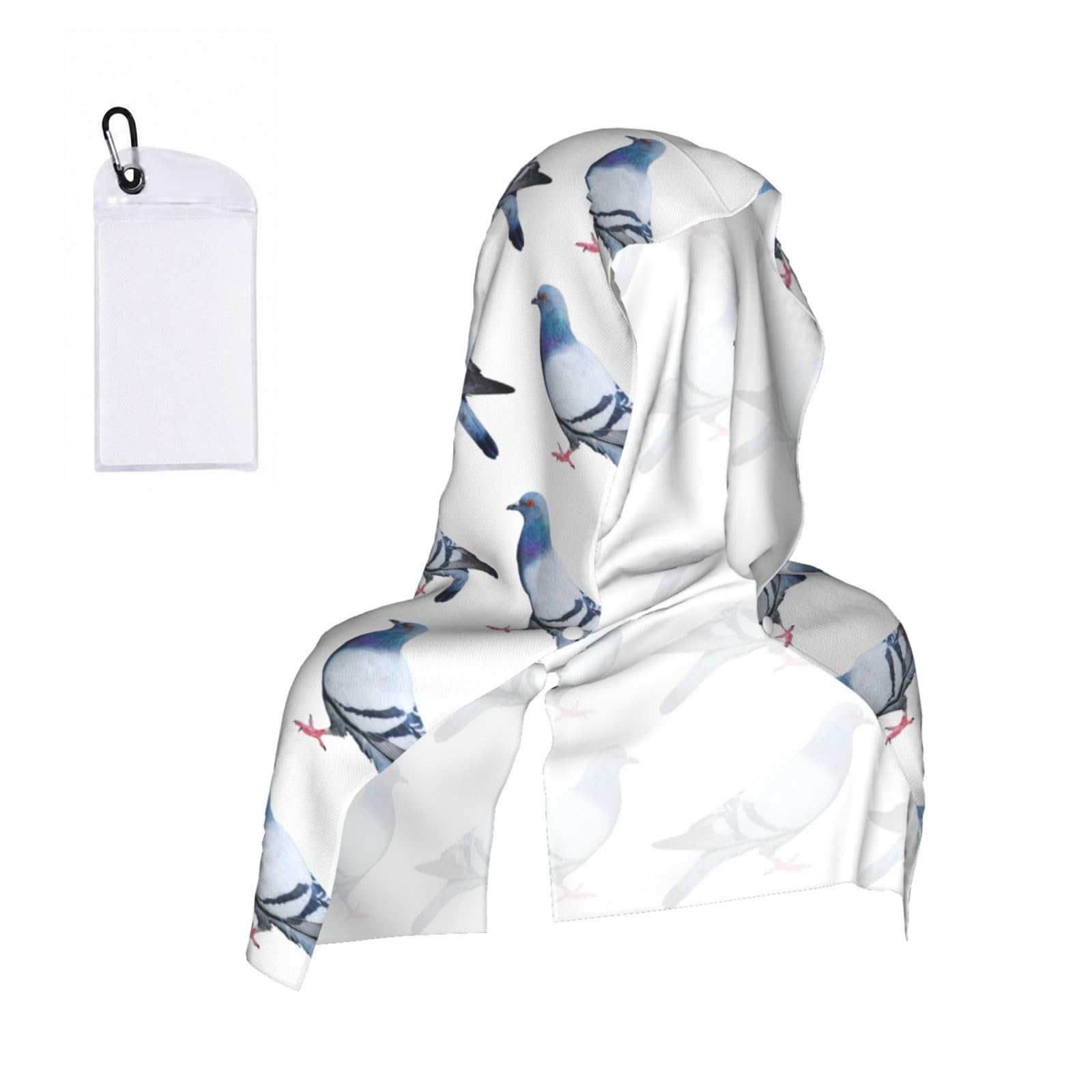 EZDLOWVBA Pigeon Print 2 Pack Cooling Hoodie Towels,Sports Headscarf, Neck Wrap Scarf,Breathable Cooling Towel For Neck And Face, Travel, Swimming, Training