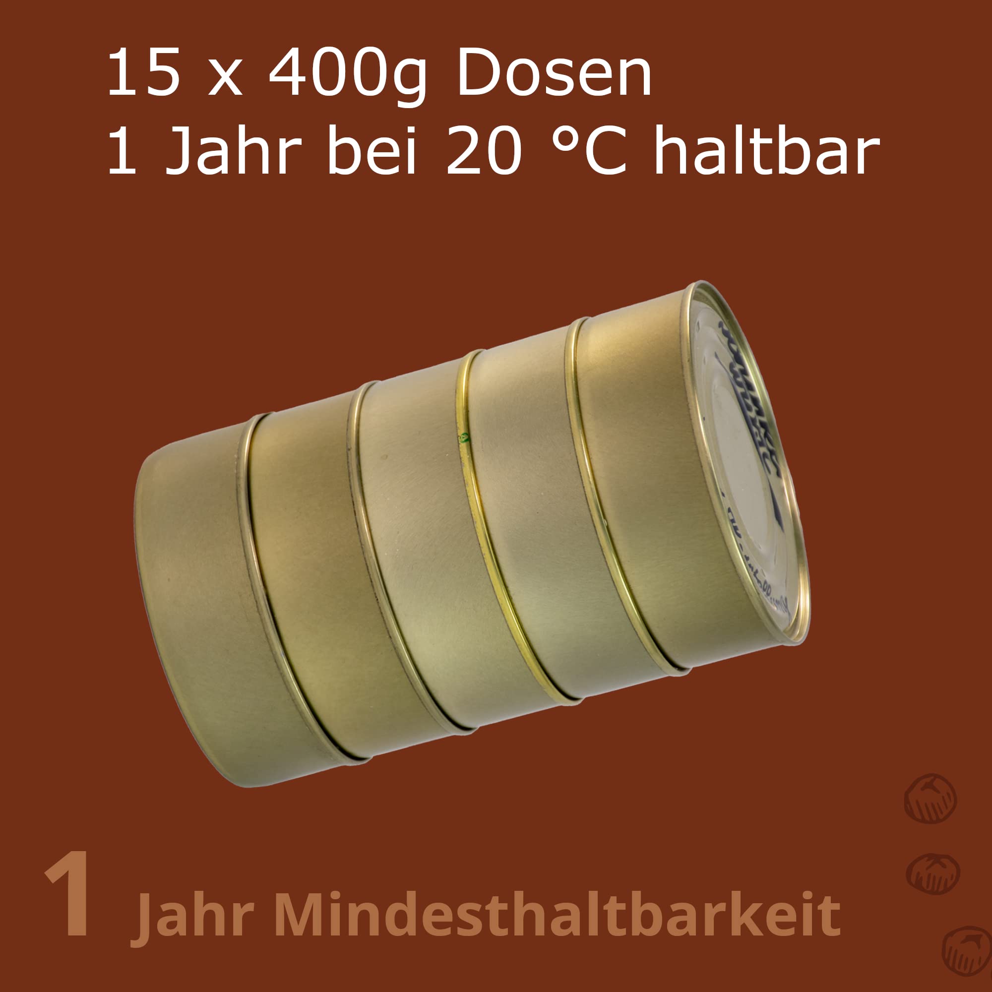 Schwarzwald Metzgerei: 15x 400g Dosen - 1 Jahr haltbare Dosenwurst im Set – mit Frischedeckel! – Wurstkonserven Vorratspaket