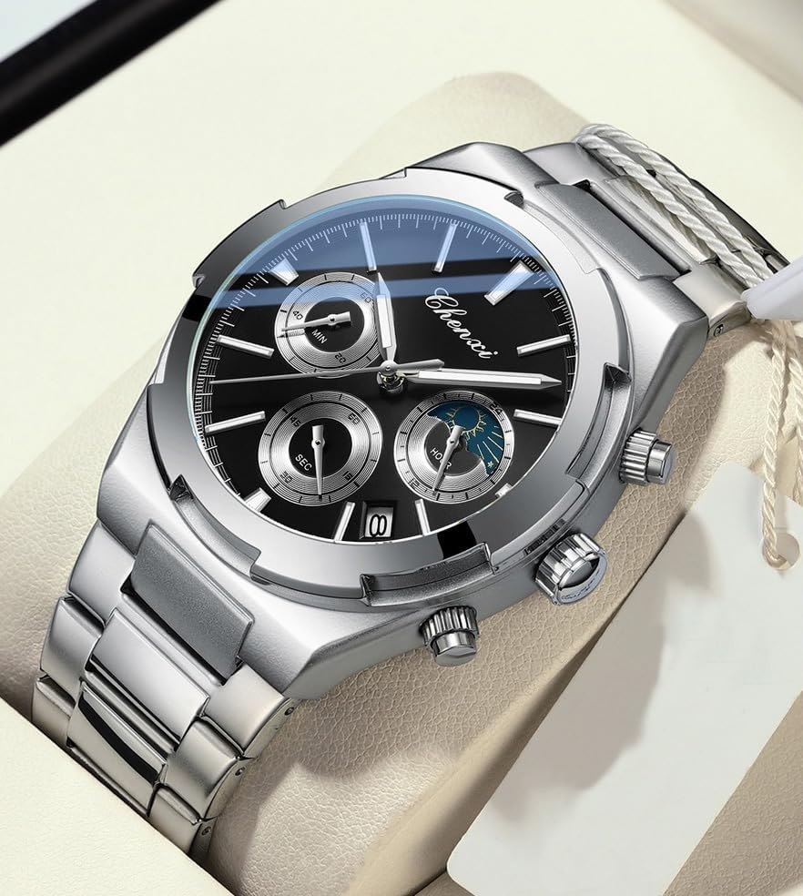 Reginald Watches for Men Casual Fashion Business Quartz Chronograph Watch Stainless Steel Waterproof Sport Watch - Image 4