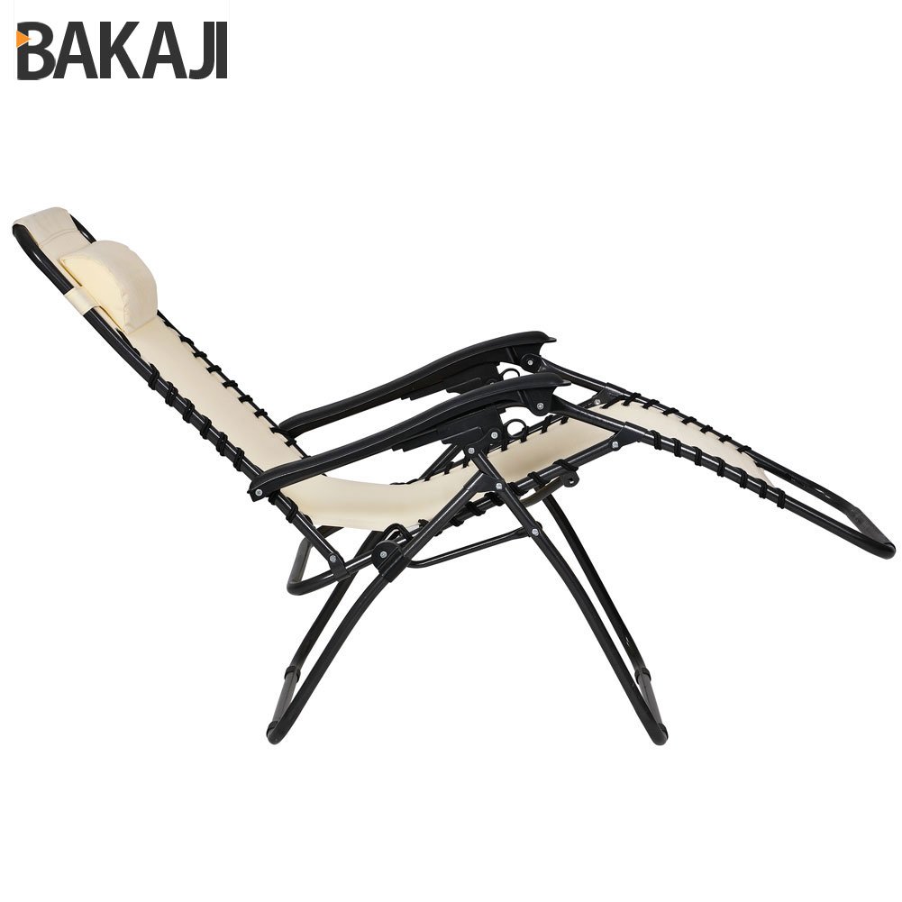 BAKAJI Sedia Gravità Zero Sdraio da Giardino Pieghevole in Acciaio Tubolare 22mm Reclinabile Tessuto Oxford