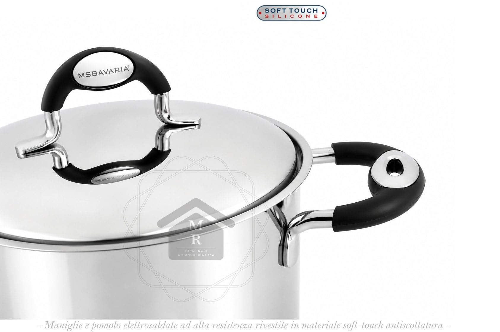 CASSERUOLA MAXI cm. 30 ACCIAIO INOX 18/10 TRIPLO FONDO INDUZIONE LINEA BIO