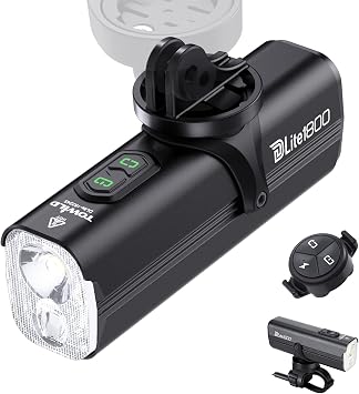 TOWILD DLite1800 Bike Lights for Night Riding,1800LM Dual Light Source System,Compatible with Garmin/GoPro Mount,5000mAh Rechargeable Battery,Waterproof Bike Front Light for Commuter Cyclists