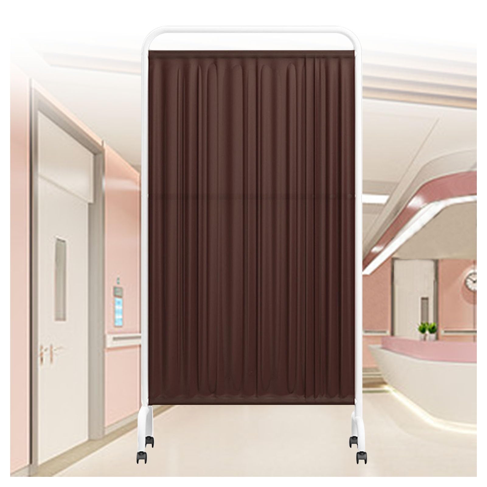 Paravent médical marron pliable à roulettes 360 pour bureau et clinique