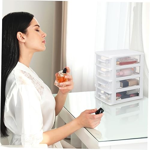 Miniatura 2 de Estuche de maquillaje de viaje con 4 cajas de acrílico transparente, cajón de escritorio de maquillaje blanco, 3 cajones, almacenamiento de