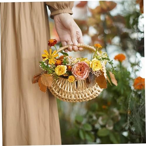 Miniatura 9 de KOMBIUDA Hand-woven Flower Basket Woven Seagrass Basket Plant Basket Ceremony Flower Girl Outdoor Flower Pots Hamper for Bedroom Bling Decor Plant