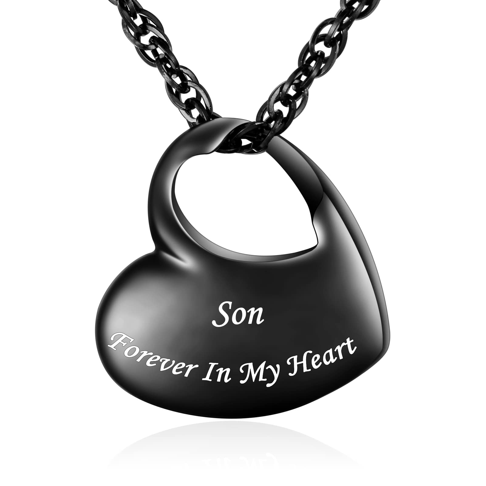 abooxiuHeart Urn Necklaces for Ashes Cremation Necklace for Ashes for Family Stainless Steel Cremation Jewelry - Forever in My Heart