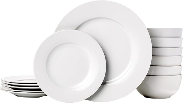 Amazon Basics Service de table en porcelaine pour 6 personnes