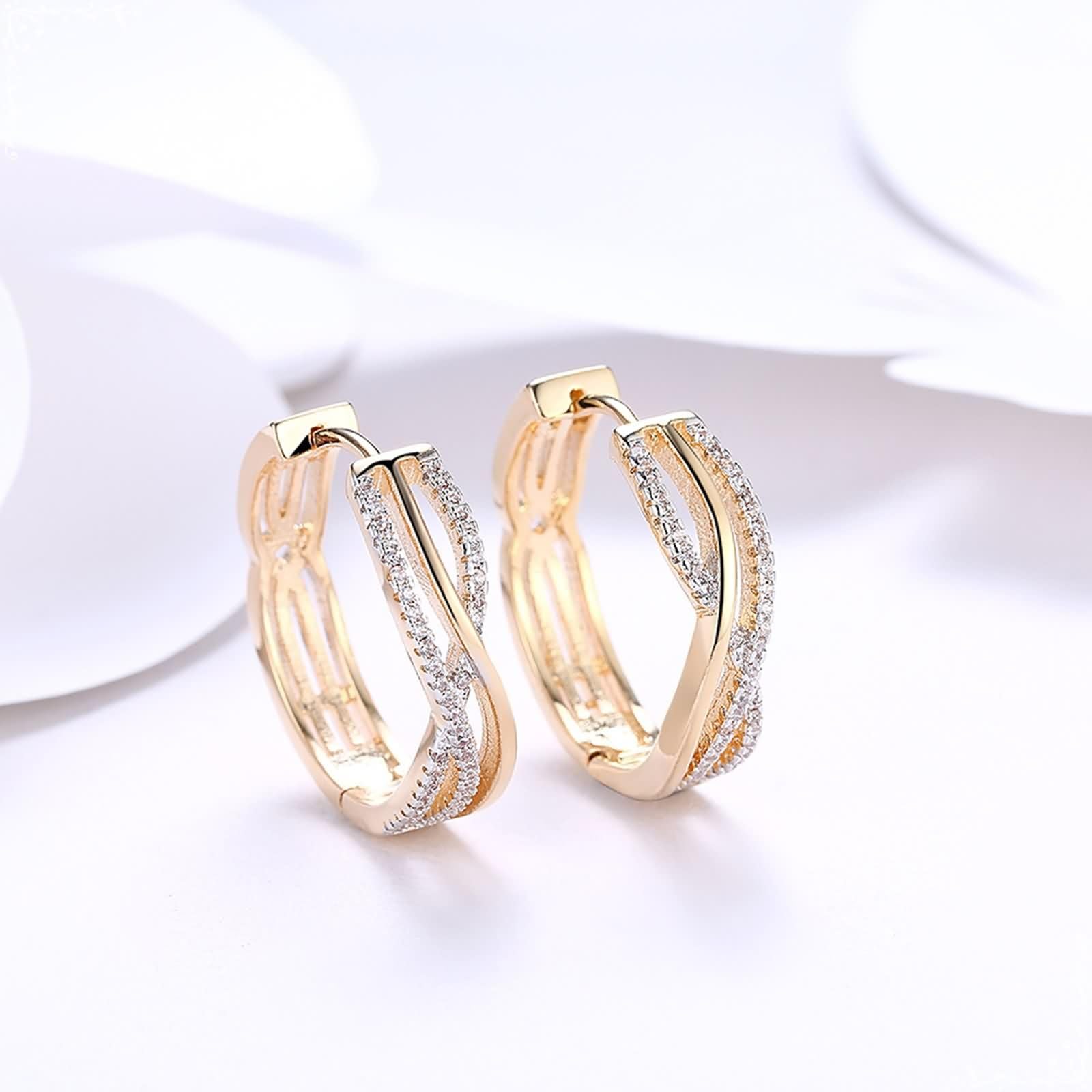 9K / 14K / 18 K Gelbgold Ohrringe Damen, Unendlich mit Diamant, Ohrringe Gold für Hochzeit Frauen