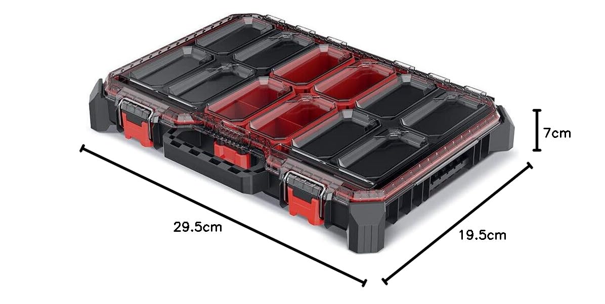 Caja organizadora para piezas pequeñas, apilable, 543 x 368 x 77 mm