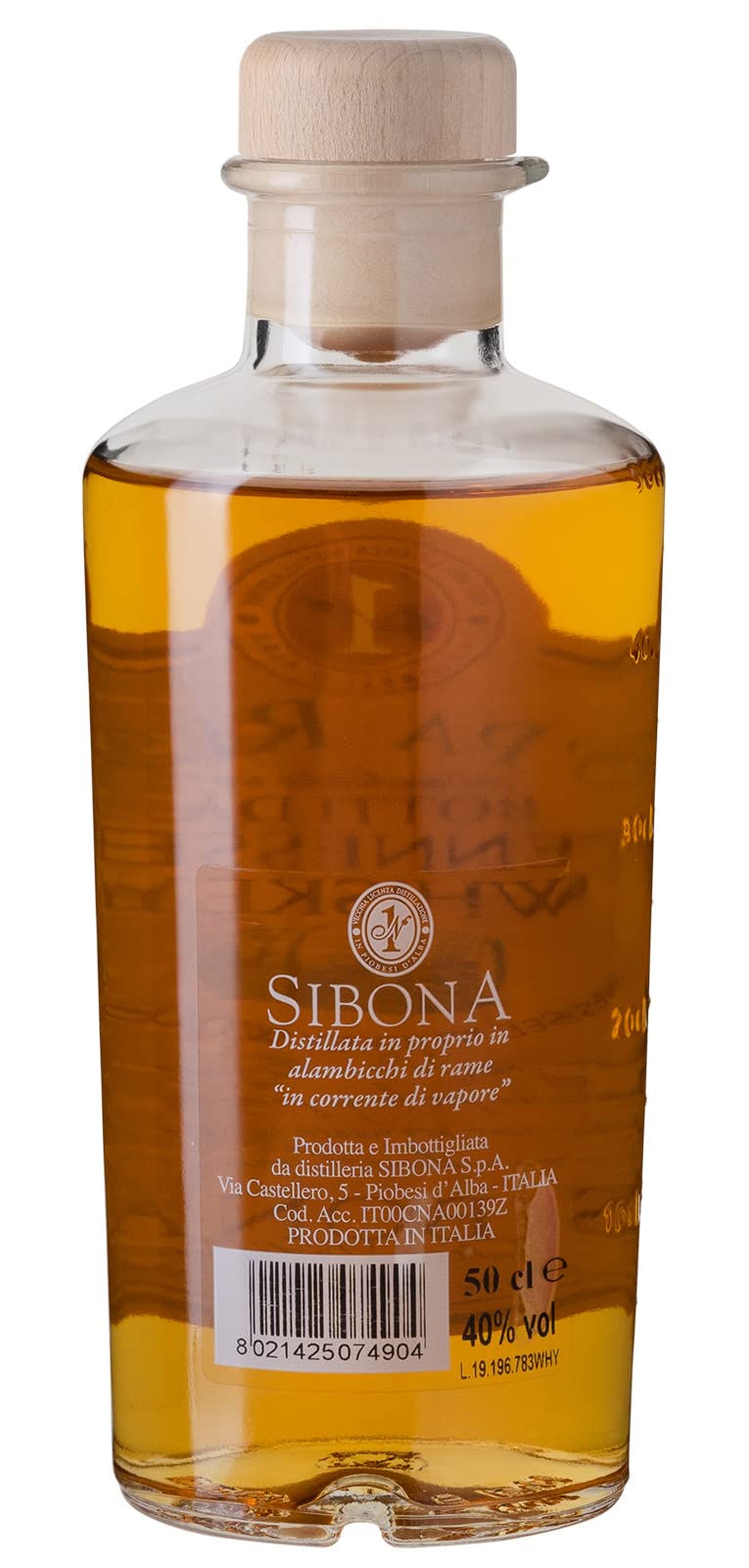 Nº1 SIBONA Grappa Riserva Botti da Tennessee Whiskey 40% vol. (1 x 0,5l) – Italienischer Grappa ausgebaut in original Whiskey-Fässern aus Tennessee