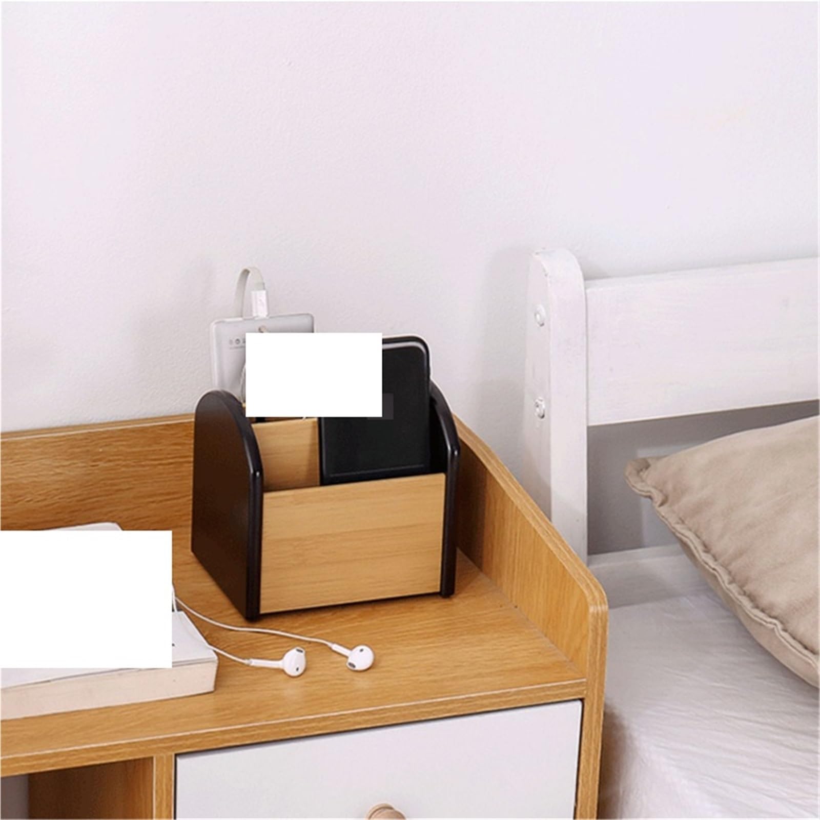 Caja de Almacenamiento organizadora de Control Remoto, Caja organizadora giratoria, Organizador de cosméticos, Cajas de Almacenamiento multifuncionales con Llave de Control Remoto(White)