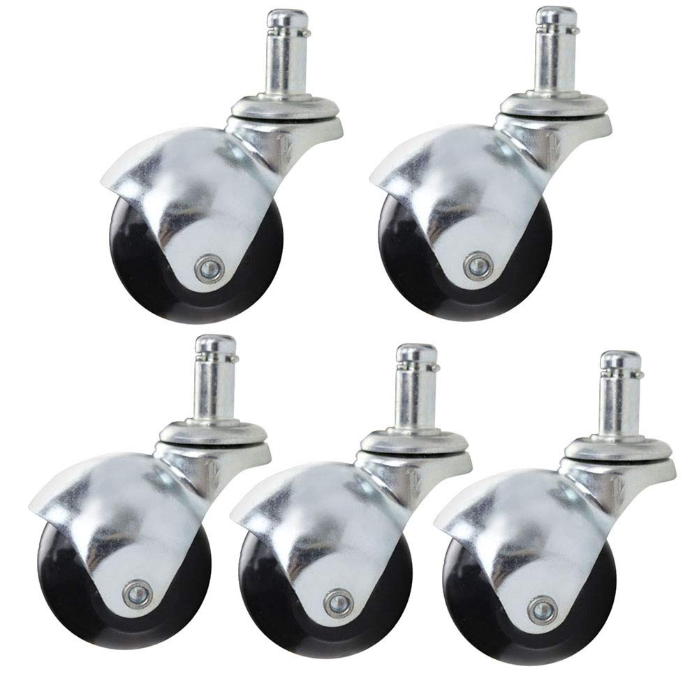 5 Ruedas giratorias de Bola de 2 Pulgadas - Ruedas silenciosas de Nailon/Caucho M11×20 mm para sillas y Muebles de Oficina - Carga Pesada de 200 kg - Ideal para Madera Dura, Laminado, alfomb