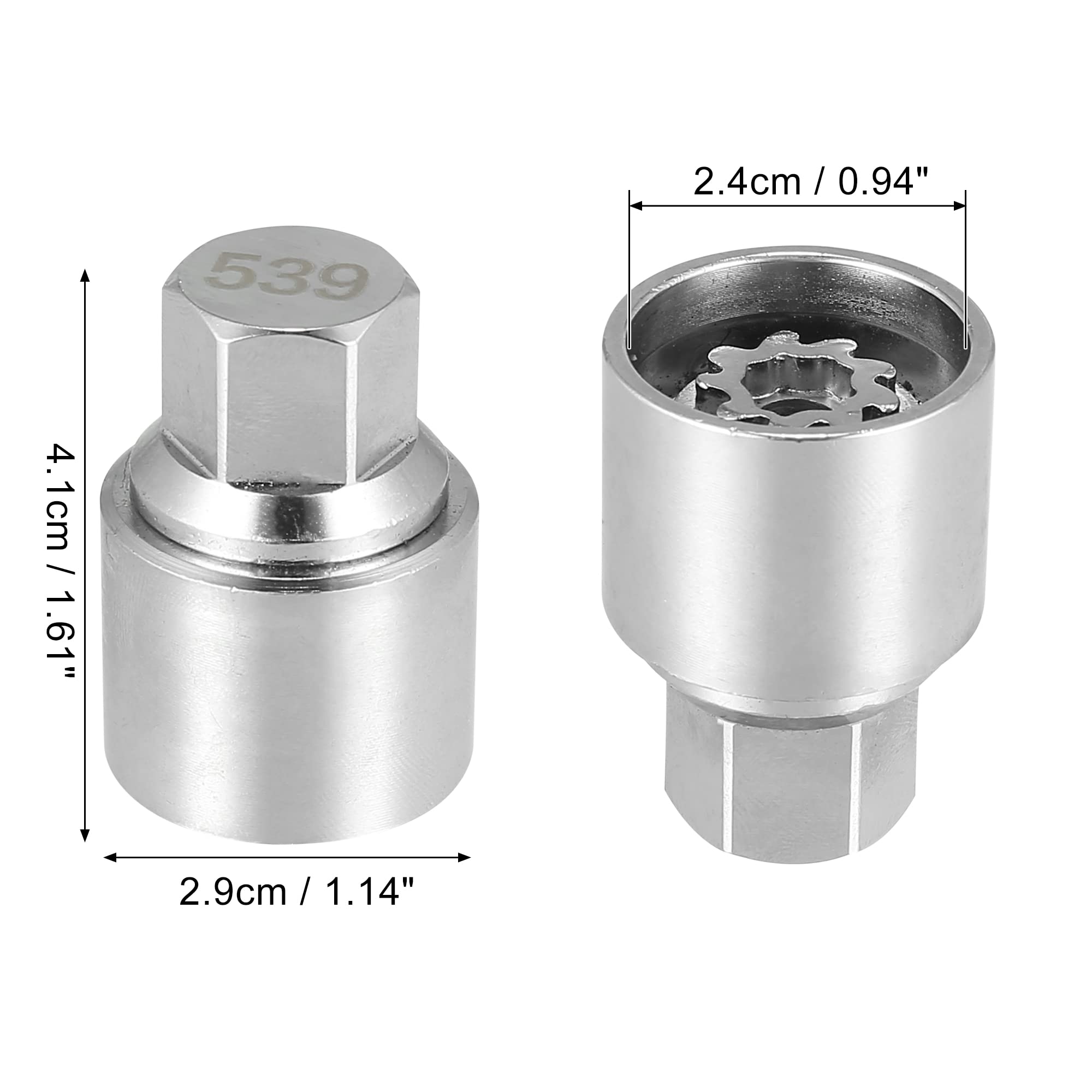 X AUTOHAUX Clé De Démontage D'Écrou Antivol De Roue pour VW Touareg 1pc | Argenté, Métal, Dimension 4,1x2,9cm (Int. 2,4cm), Pour VW Scirocco, Magotan, Phaeton, Tiguan, Modèle 539