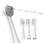 Replacement Brush Heads for Water Pick Sonic Fusion 2.0 - Flossing Toothbrush Head for Water pik with Color-Coded Rings & Hygienic Caps - 3 Pack White Hard Bristles - Compact Size