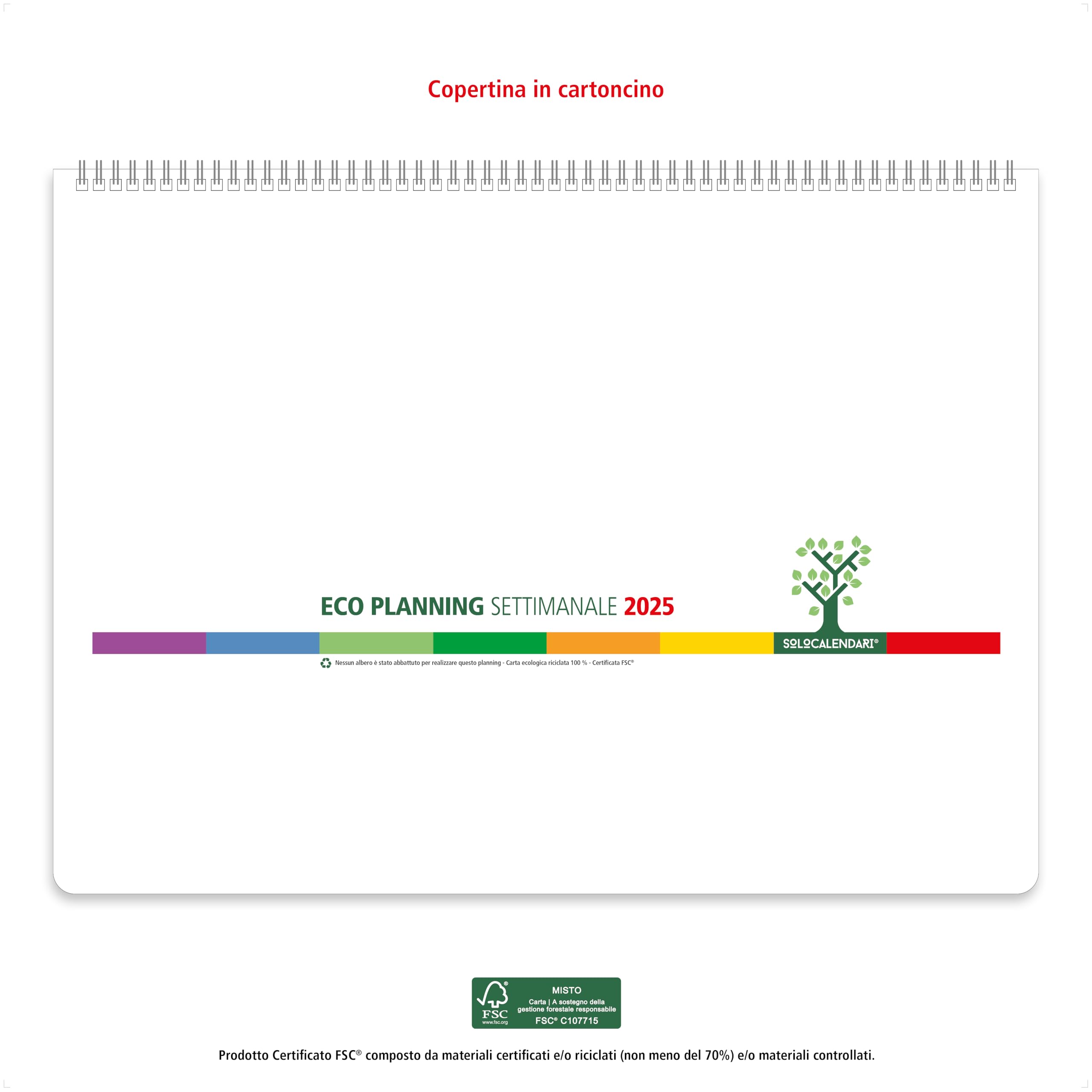 Planner 2026 Settimanale da Tavolo SPIRALATO con tutte le DATE 2026 STAMPATE in Carta ECOLOGICA Certificata FSC® Mix Credit - Planning 2026 perfetto per casa e ufficio con ANGOLI ANTIORECCHIE (30x42)