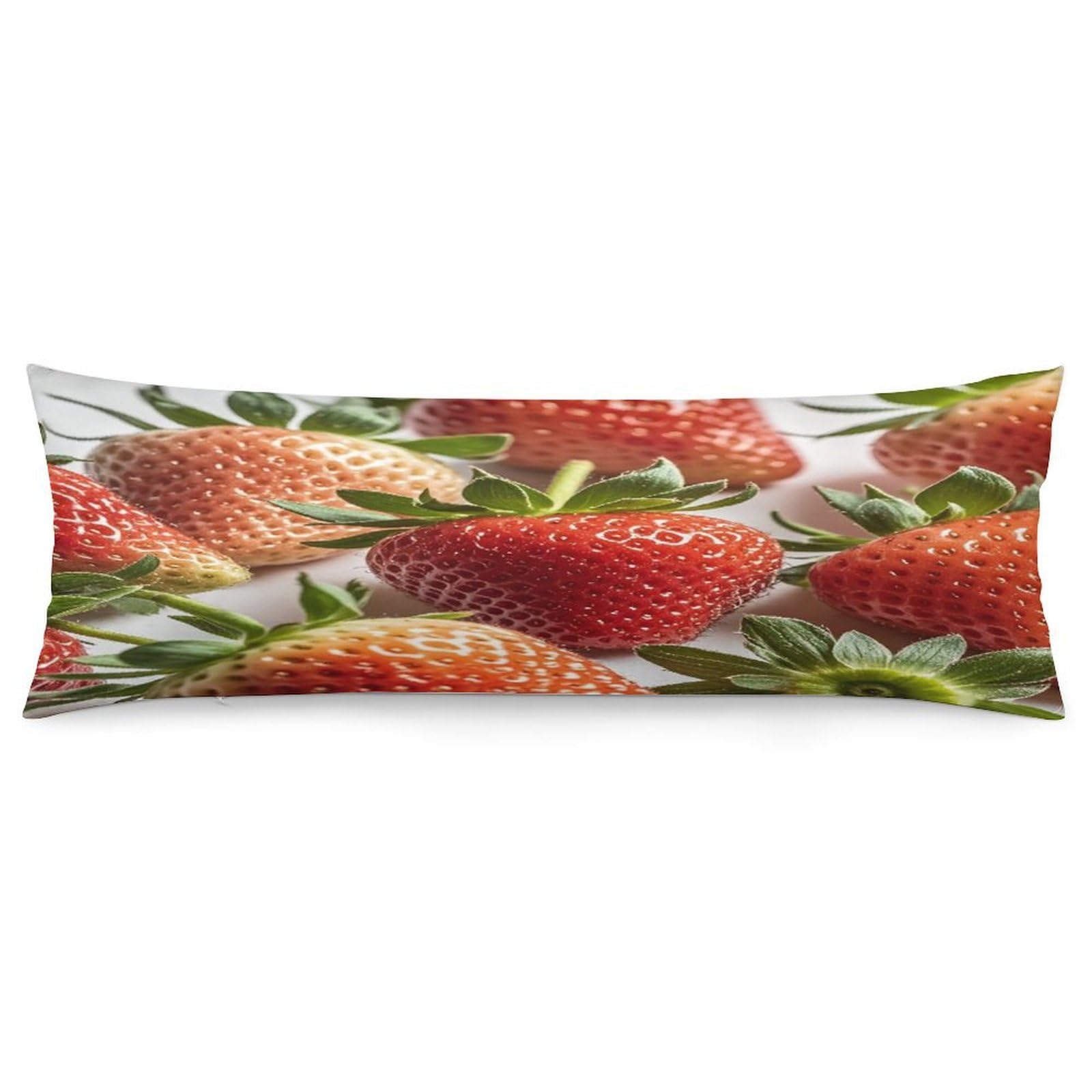 Strawberry Pattern Pillowcase Long Body Pillow Cover Soft Decorative Body Pillow Case Breathable Large Pillowcase Cute Cozy Pillow Protector for Bed Sofa Couch Room 18.9 X 53 Inch