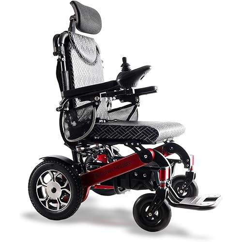 Culver Mobility Shawk Electric Wheelchair for Adults, All Terrain Lightweight Foldable Wheelchairs,Power Motorized Electric Wheel Chair, Comfortable Remote Control Mobility Aid -Red