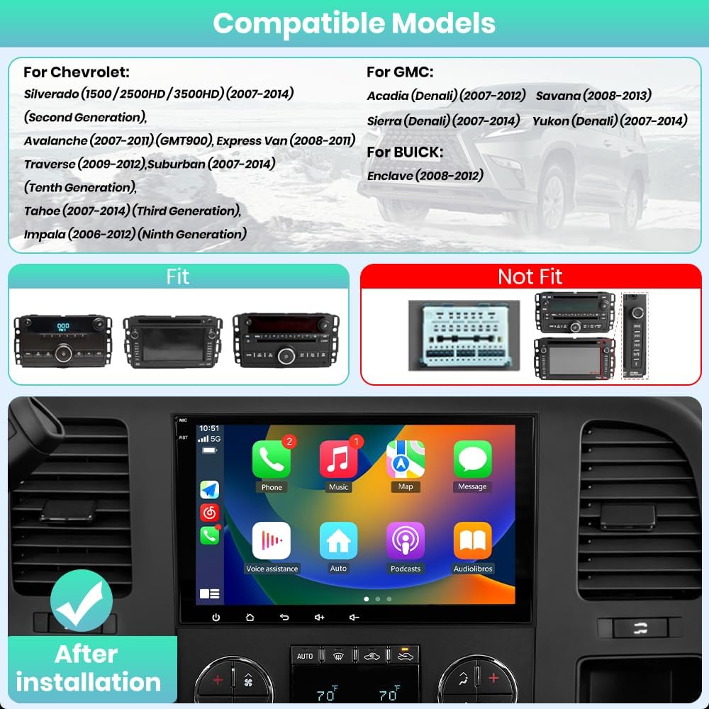 AWESAFE [4+64GB] 8 Core Car Stereo Radio for Chevy Silverado GMC Sierra Yukon, 8 inch Android 13 Touch Screen Radio Replacement with AM FM, SWC, Bluetooth, Navigation, Rear Camera