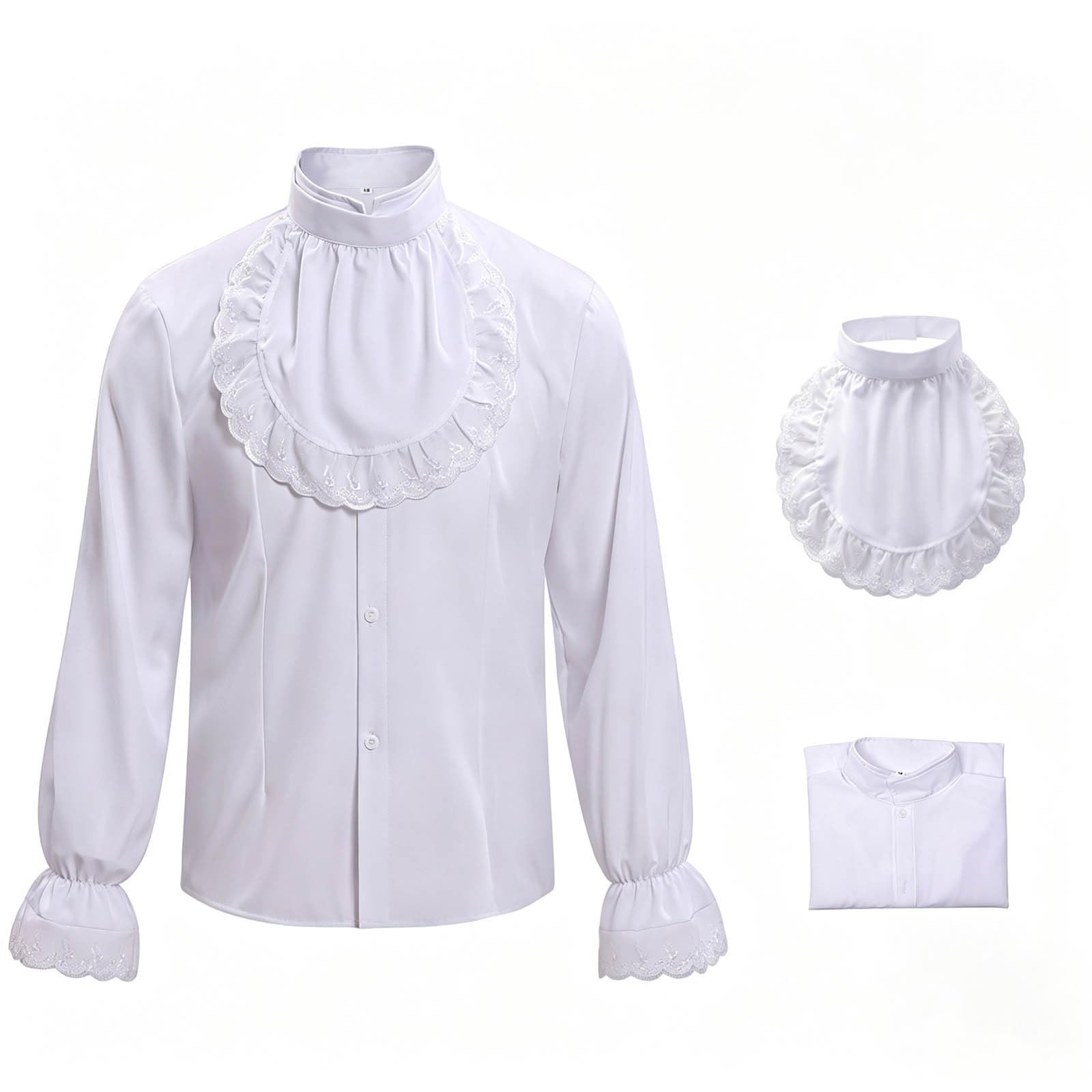 Generico Camicia Uomo Coreana-Maglietta Medievale di Halloween per Occasioni Festive – Maglietta Classica in Stile Gotico Medievale per