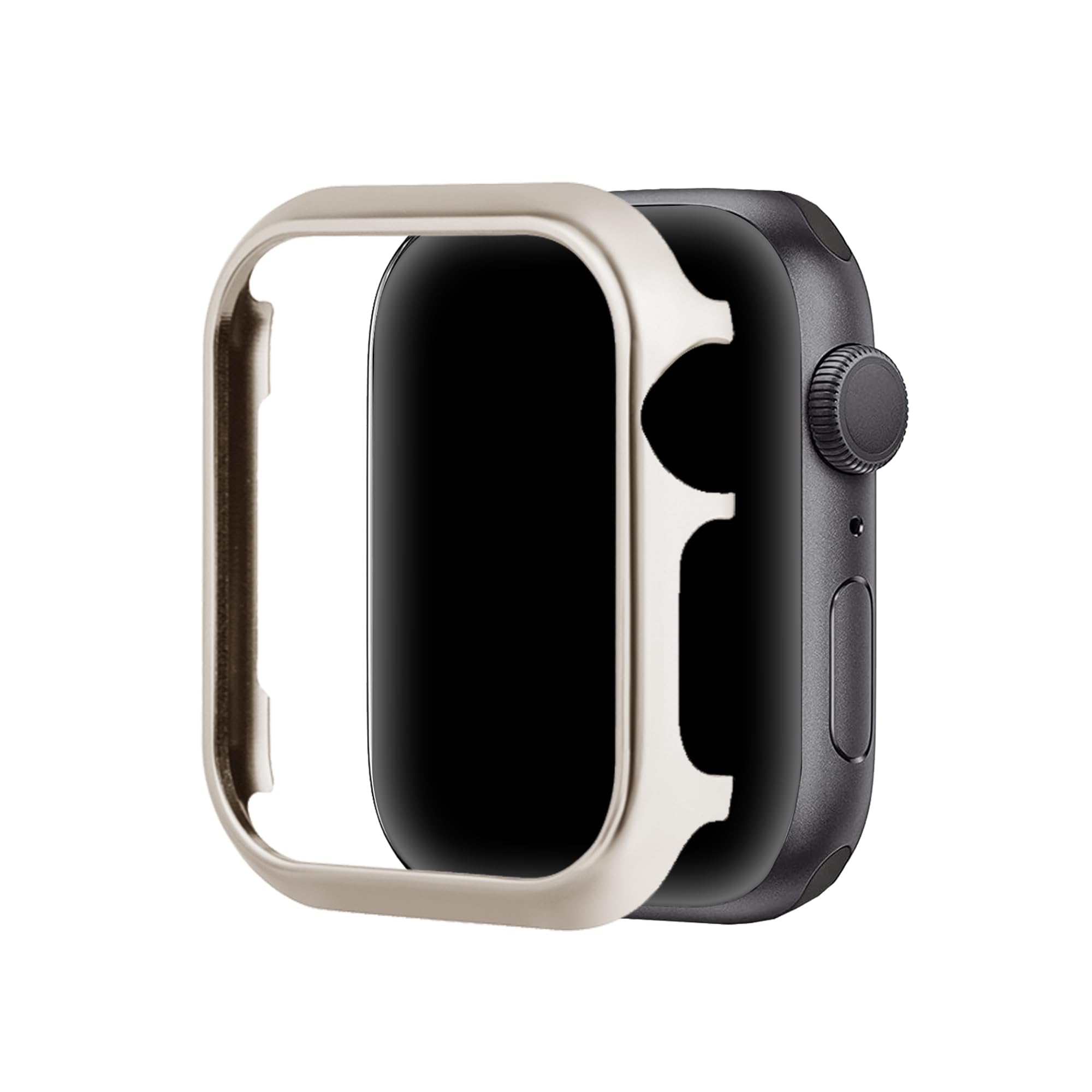 Aluminum Case Compatible with iWatch Serie 5, Ultra Slim Protector Cases Metal Cover Frame Rugged Bumper Shell Stainless Steel Sleeve Watch Accessories Compatible with Apple Watch 40mm Series SE/6/5/4 Starlight 40 mm Series SE/6/5/4
