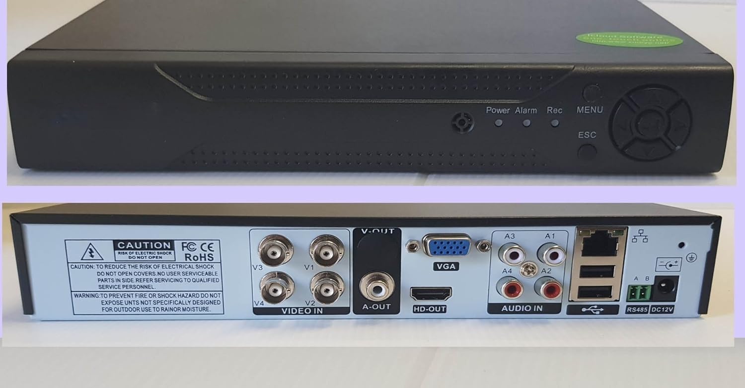 Kit Videosorveglianza AHD 1080P, DVR 4 Canali con 4 Telecamere HD Infrarossi, Sistema Sicurezza Casa Esterno Interno, Visione Remota Cloud IP, Registratore CCTV