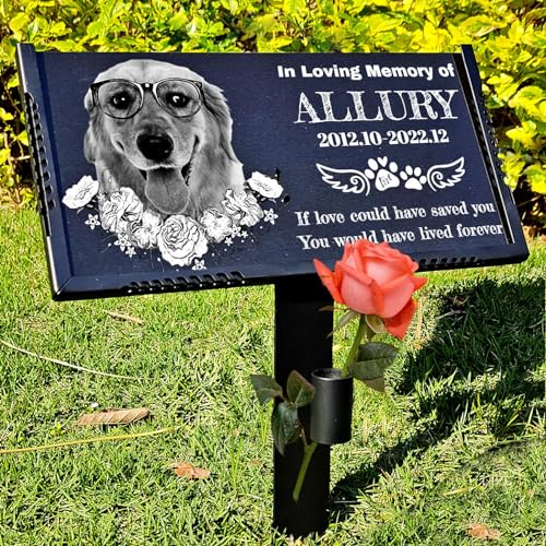 Pet Headstones for Dogs Personalized,Dogs Headstones, Cat Tombstone Outdoor,Black Granite Memorial Garden Stone Customized Gravestone Markers, Dog Gravestone Markers Gifts (pet 1)