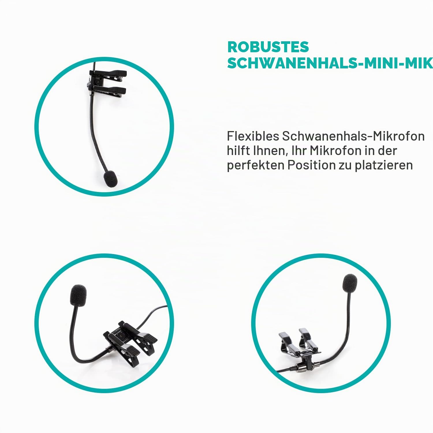 Movo ACM400 Flexibles omnidirektionales Schwanenhalsmikrofon für Motovlogging Moto Vlog Action Cam Helmmikrofon – kompatibel mit GoPro Media Mod