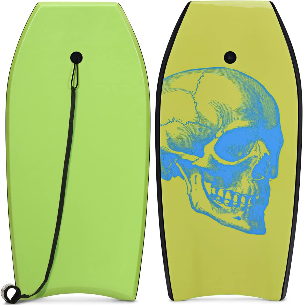 GYMAX Boogie Boards for Beach, 33"/37"/41" Body Board with EPS Foam Core, Crescent Tail, Dual Channel & Wrist Leash, Lightweight Bodyboard for Kids, Youth, Adults
