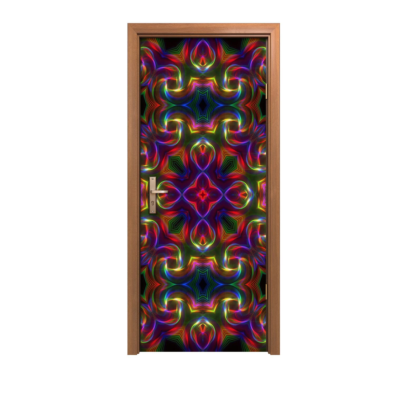 Autocollant de porte trompe l'oeil 90x200cm à motif psychédélique