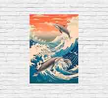 夜の海 キッズアート Amazon.co.jp: 絵画 イルカ 「海の歌」額入り 絵 寝室 壁 風水