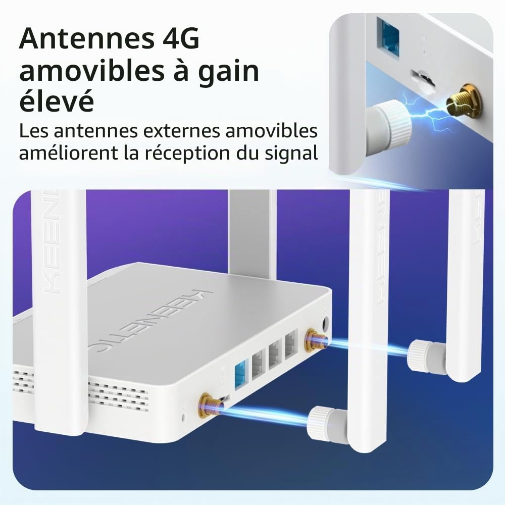 Keenetic Runner 4G (Version Allemande) Modem-routeur 4G Wi-FI maillé N300 avec commutateur Intelligent 4 Ports
