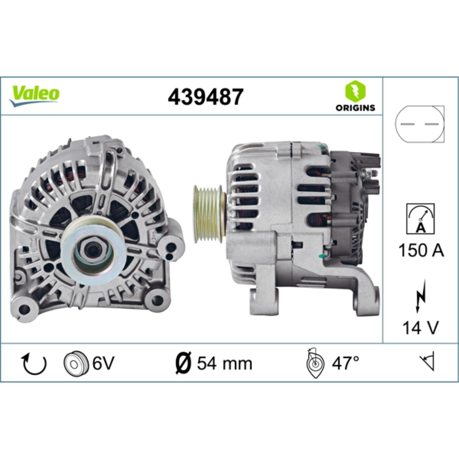 Valeo Alternatore 439487-150 Amp - 6 Scanalature - 14 V | Compatibile con: BMW 3, 3 Cabriolet, 3 Compact, 3 Coupe, 3 Touring, X3, X5
