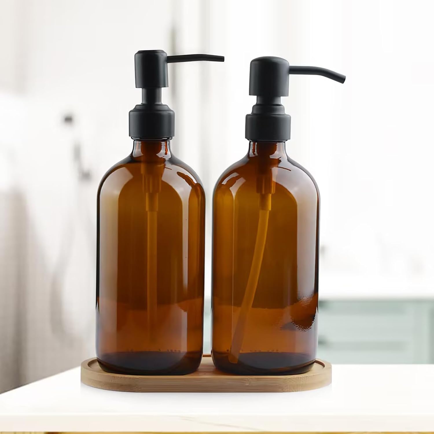 amber glass soap dispensers